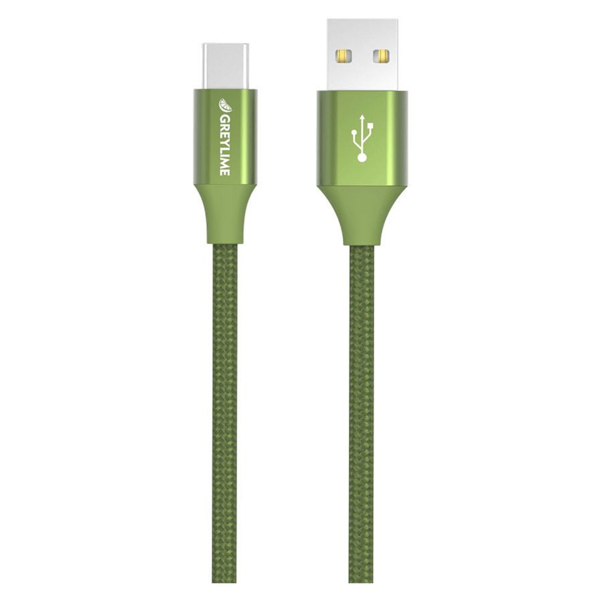 Billede af GreyLime Braided USB-A til USB-C Kabel Grøn 1 m hos GreyLime
