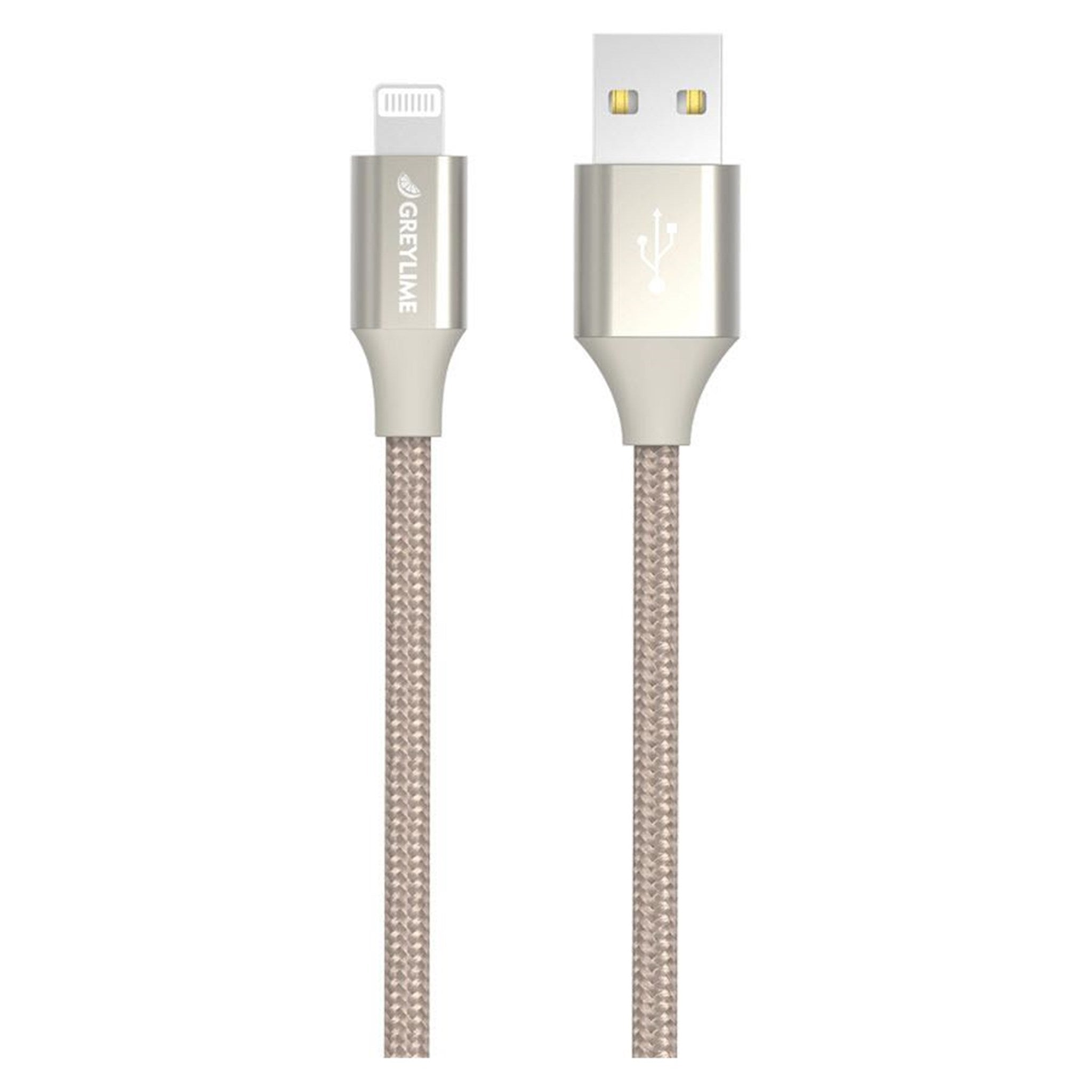 Billede af GreyLime Braided USB-A til MFi Lightning Kabel Beige 1 m hos GreyLime