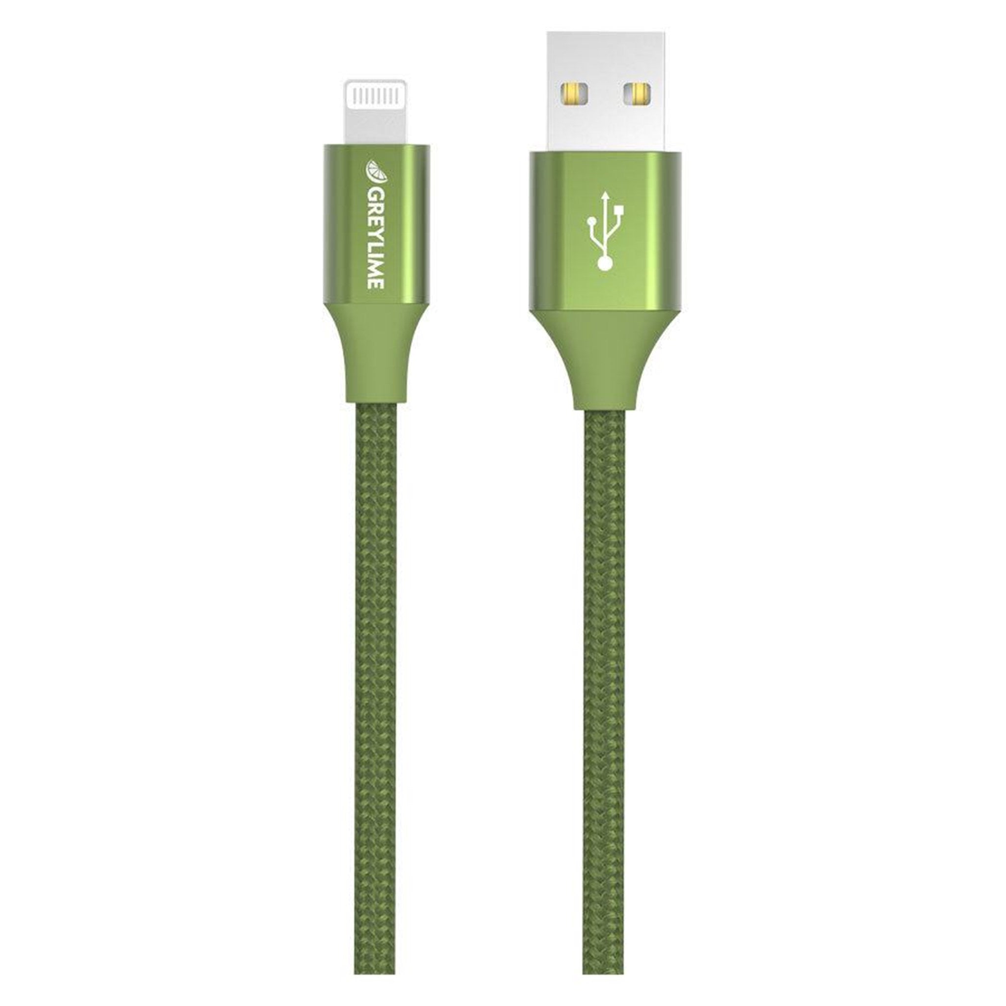 Billede af GreyLime Braided USB-A til MFi Lightning Kabel Grøn 1 m hos GreyLime