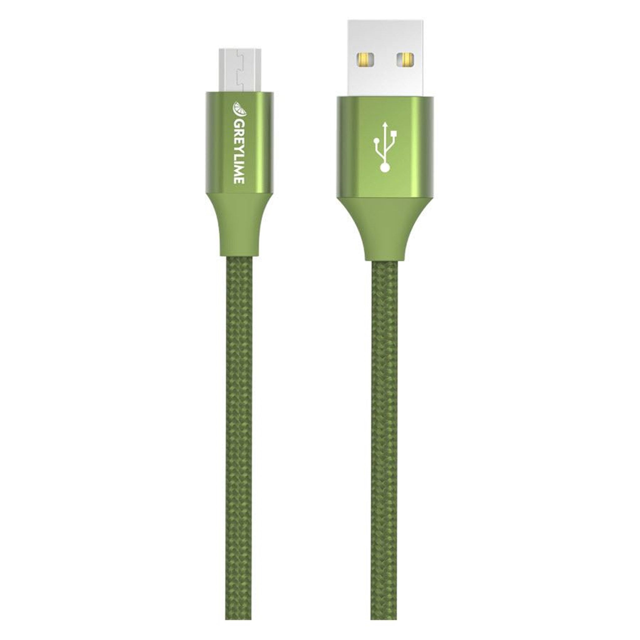 Billede af GreyLime Braided USB-A til Micro USB Kabel Grøn 1m hos GreyLime