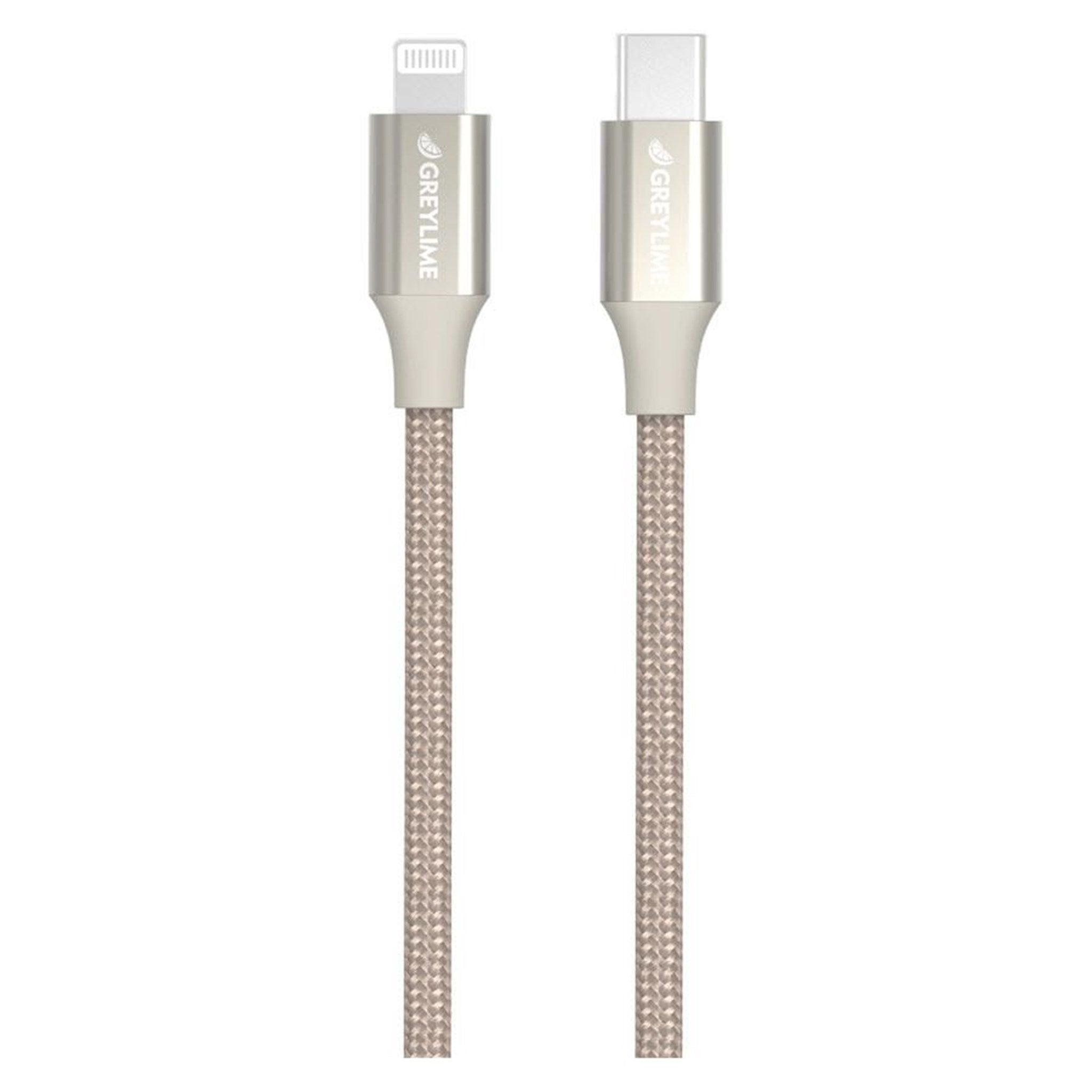 Billede af GreyLime Braided USB-C til MFi Lightning Kabel Beige 1 m hos GreyLime
