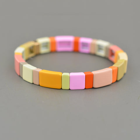 Small Crystal Enamel Tile Beads, Colorblock Bracelets, Enamel Beads  Bracelets