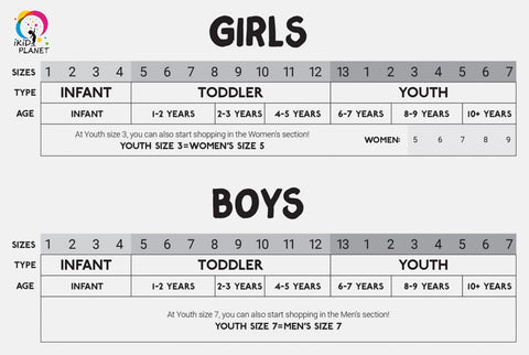 Kids Shoe Size Chart & Measuring Tips