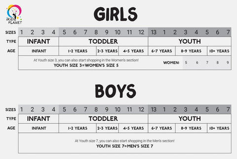 Printable Shoe Size Chart - Kids Shoes In Canada & USA | IKid Planet