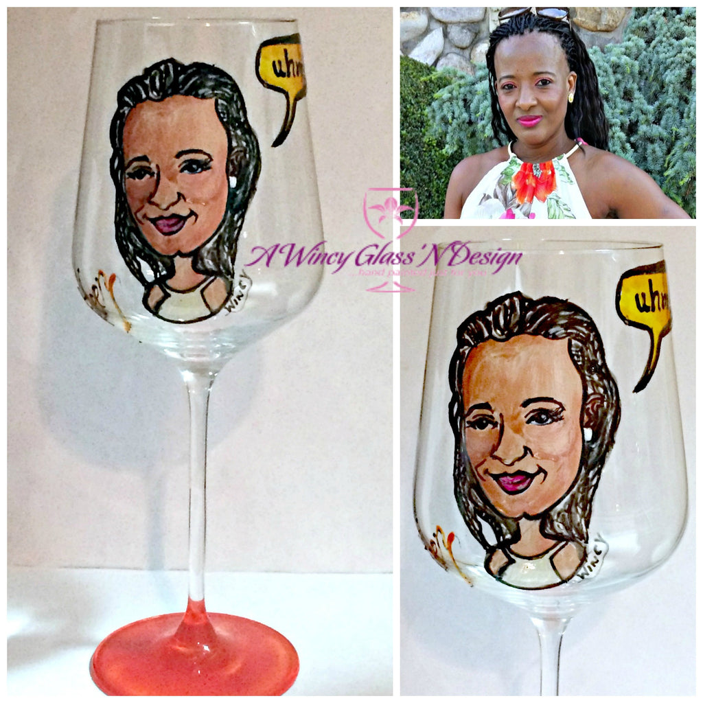 Birthday stitch handpainted wine glass