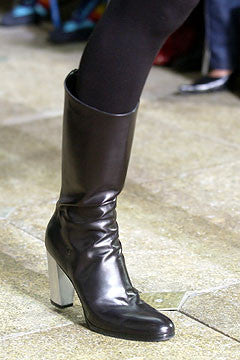 Helmut Lang 2003 Calf Leather Fitted Mid Platform Boots with Metal Heel ...
