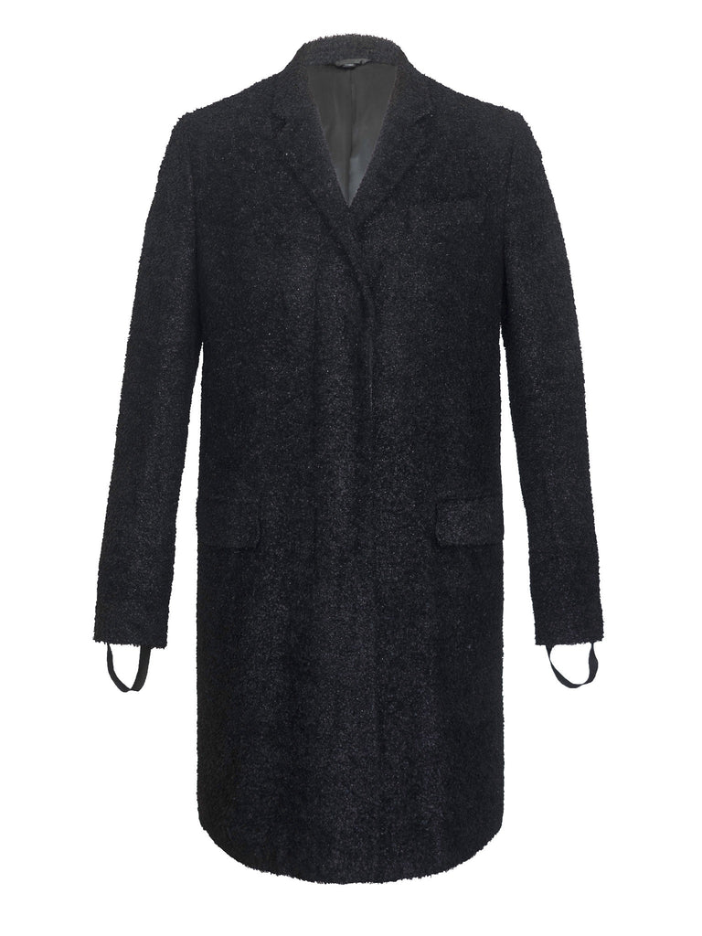 Helmut Lang 2003 Melted Wool Chesterfield Coat with Bondage Cuff Straps ...