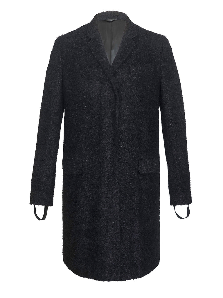 Helmut Lang 2003 Melted Wool Chesterfield Coat with Bondage Cuff