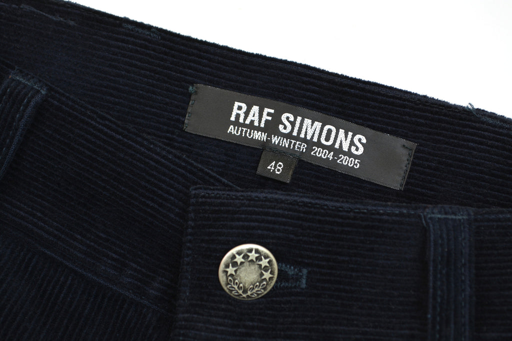 Raf Simons 2004 Dark Navy Corduroy Elongated Bootcut Jeans – ENDYMA