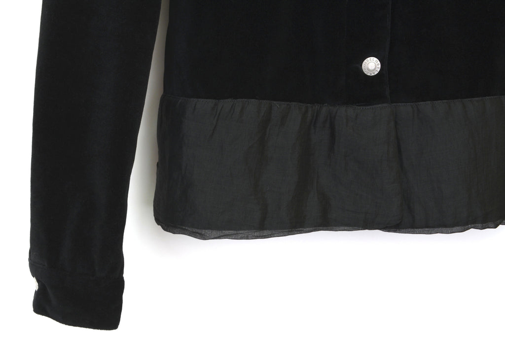 Helmut Lang 1997 Black Velvet Denim-Style Jacket with Silk Waist