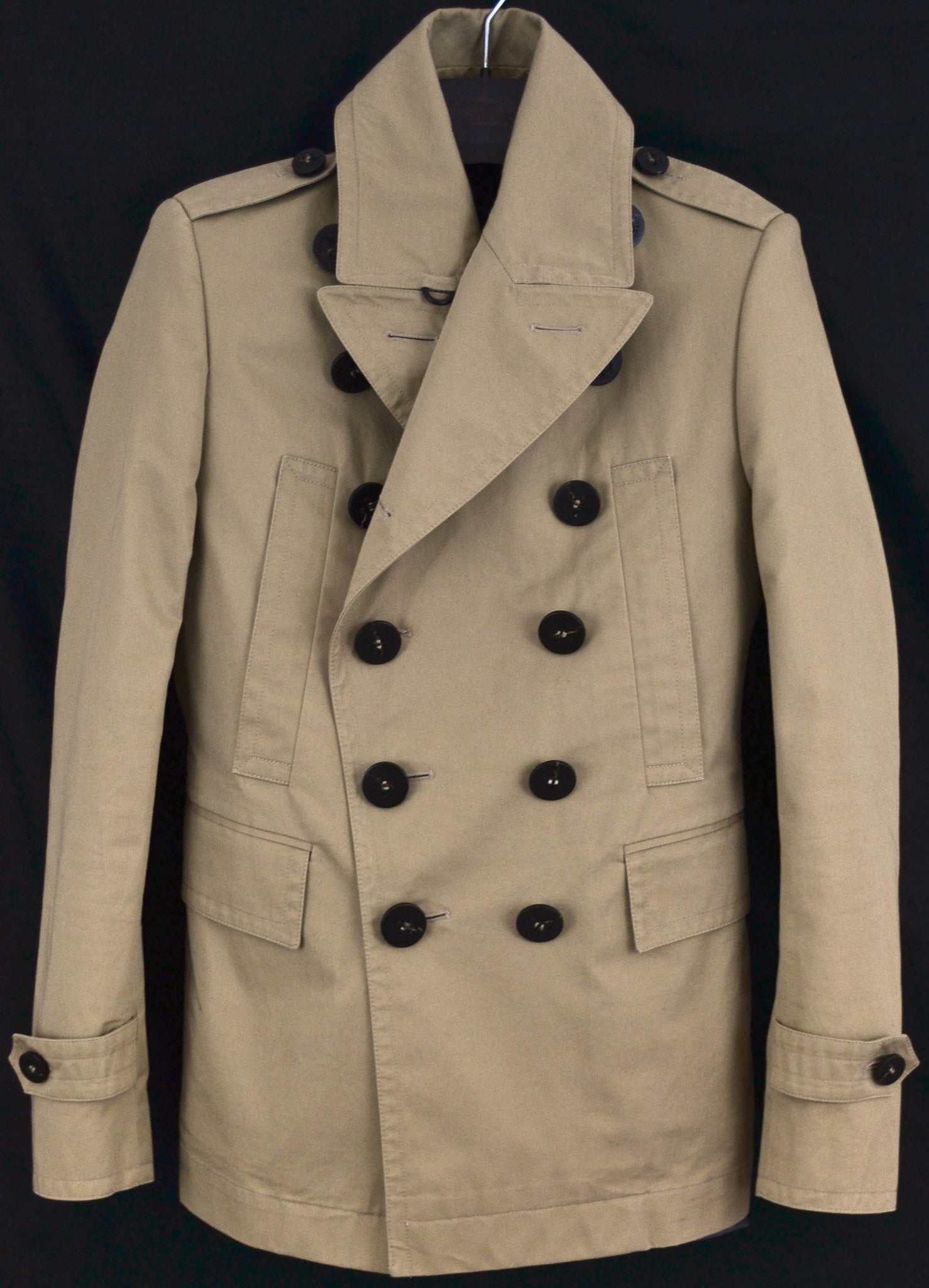 Burberry Prorsum 2011 Cotton Twill Military Peacoat with Metal Details ...