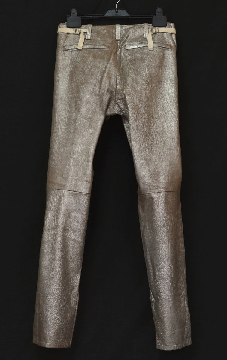 Helmut Lang 1999 Platinum-Printed Lamb Leather Biker Trousers – ENDYMA