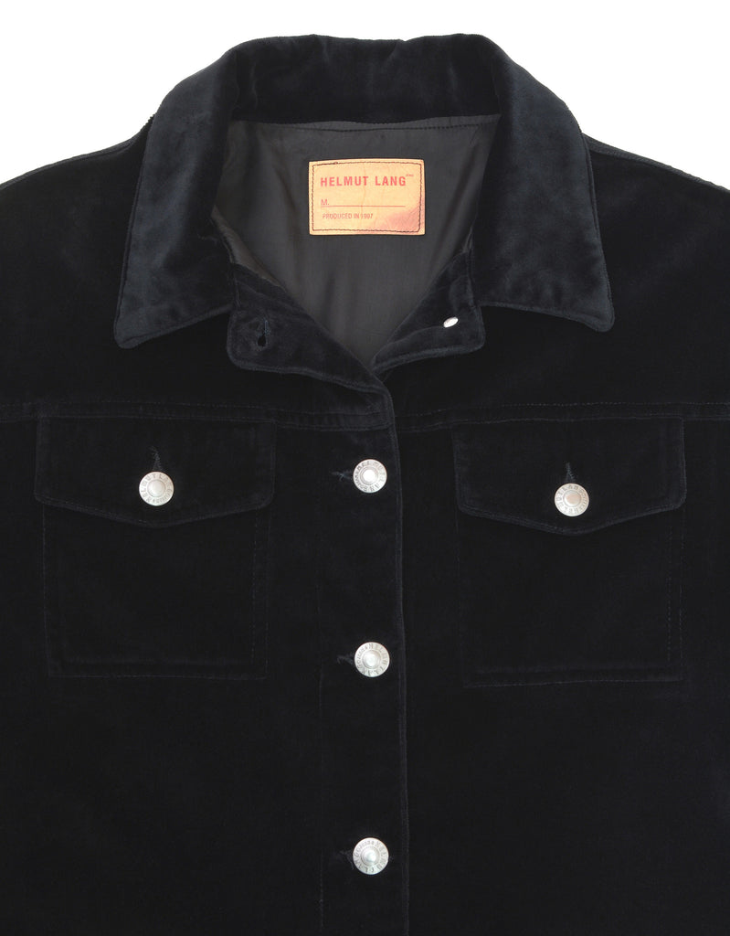 Helmut Lang 1997 Black Velvet Denim-Style Jacket with Silk Waist