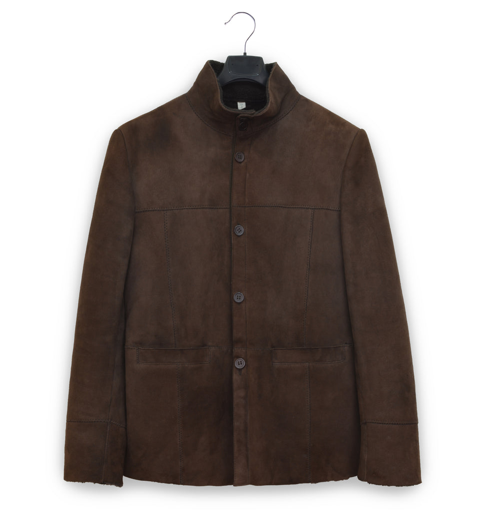 MIU MIU 1999 High Neck Sport Jacket with Nylon Trims in Shearling