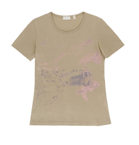 MIU MIU 2003 Psychedelic Print T-Shirt with Melange Wool Trims in