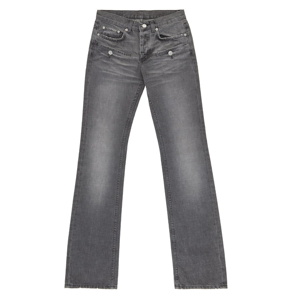 Helmut Lang 2004 Faded Black Denim Low Waist Boot Cut 7 Pocket Jeans ...