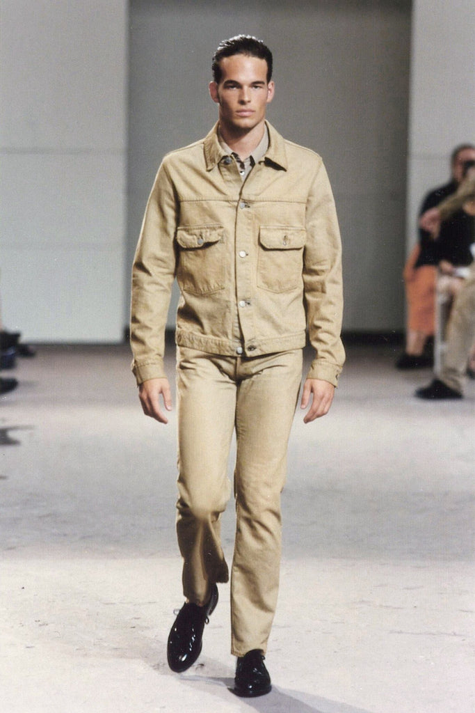 Helmut Lang 1999 Vintage Sanded Denim Slim Lower 2 Pocket Jacket