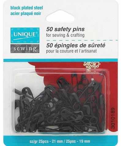 Unique Black Safety Pins - 50 pk Assorted