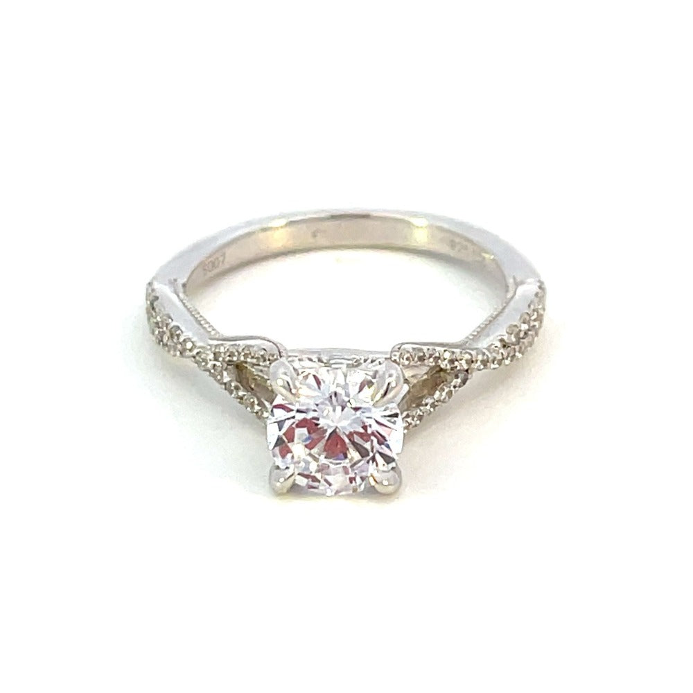 Split Shank Scroll Cathedral Moissanite Engagement Ring - enr224 -  MoissaniteCo.com