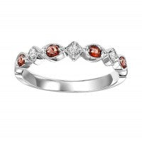 Garnet and Diamond Stackable Birthstone Ring