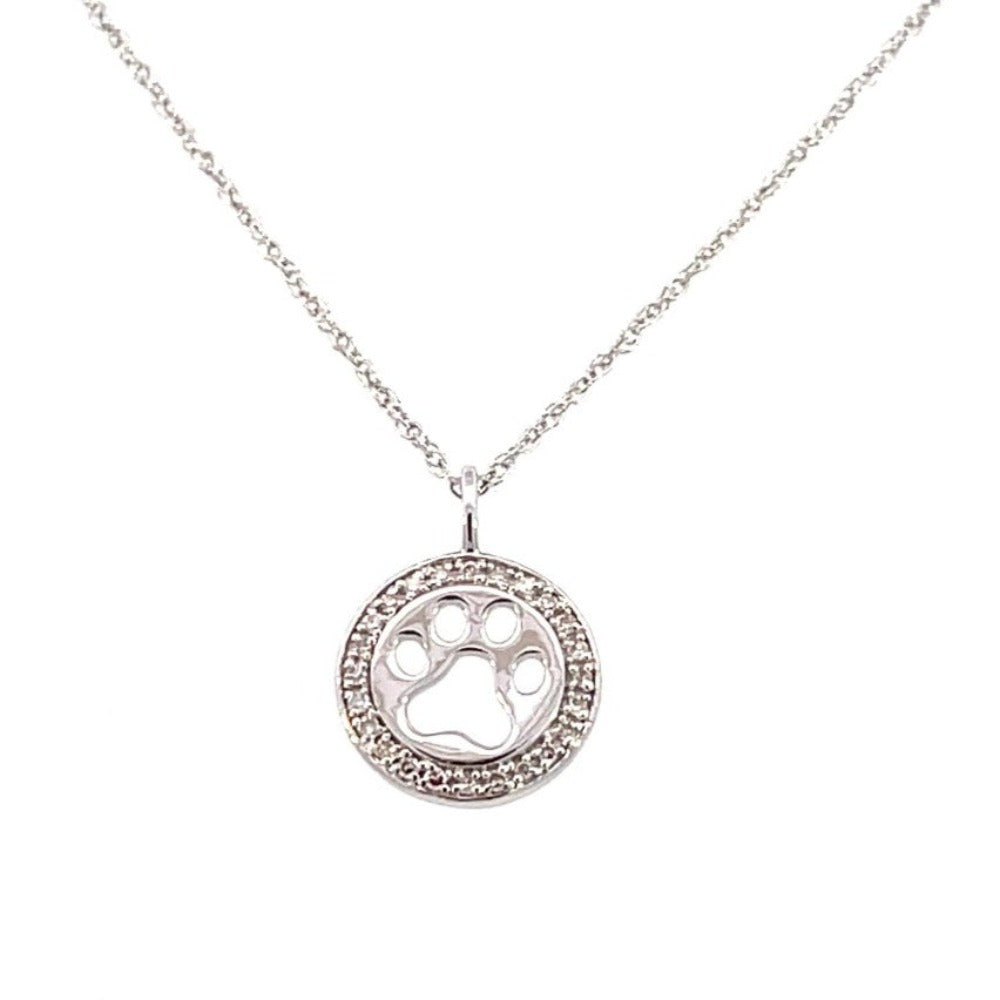 Hallmark Diamonds Paw Print Womens 1/10 CT. T.W. Mined White Diamond  Sterling Silver Heart Pendant Necklace - JCPenney