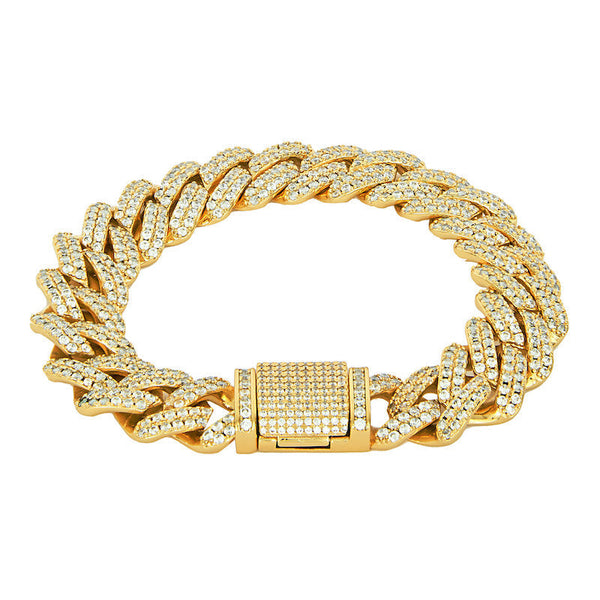 Cuban Link Bracelet 950 Silver- 12mm - GOLDZENN Jewelry 7.75