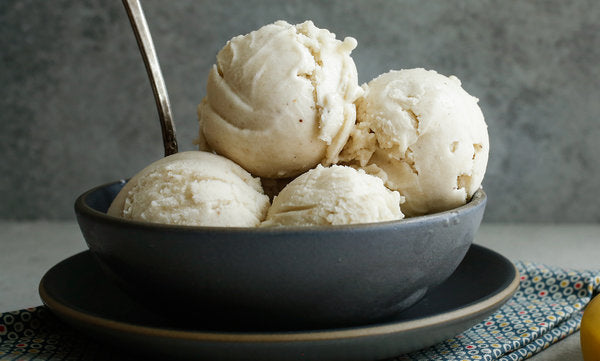 Photo of scoops of ice cream made with frozen bananas