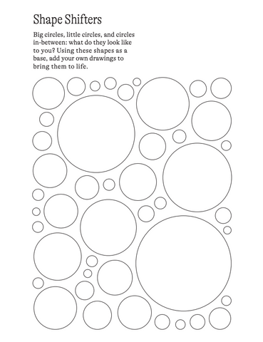 Blank coloring sheet with different size circles on it