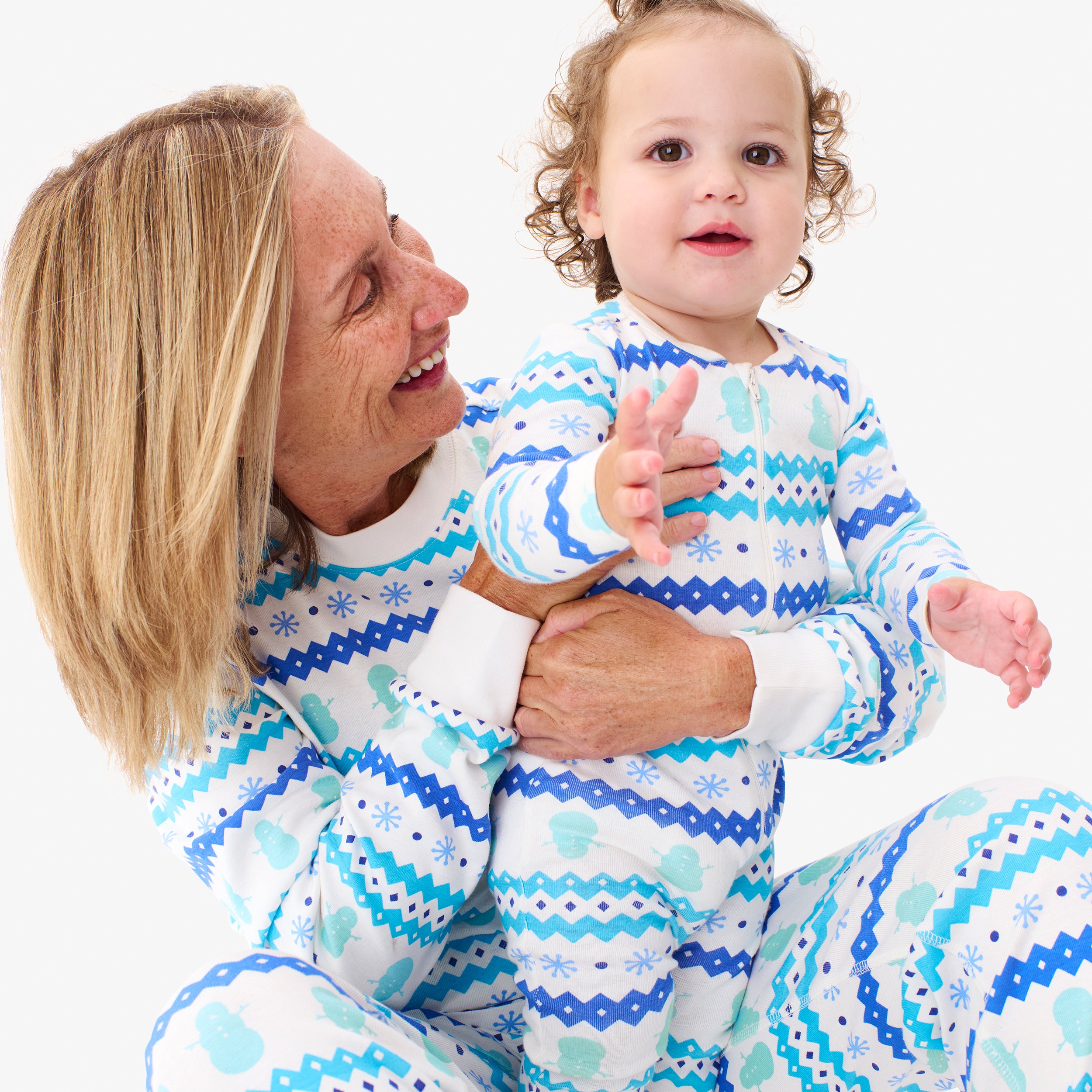 Grown-ups organic PJ pant in frosty fair isle