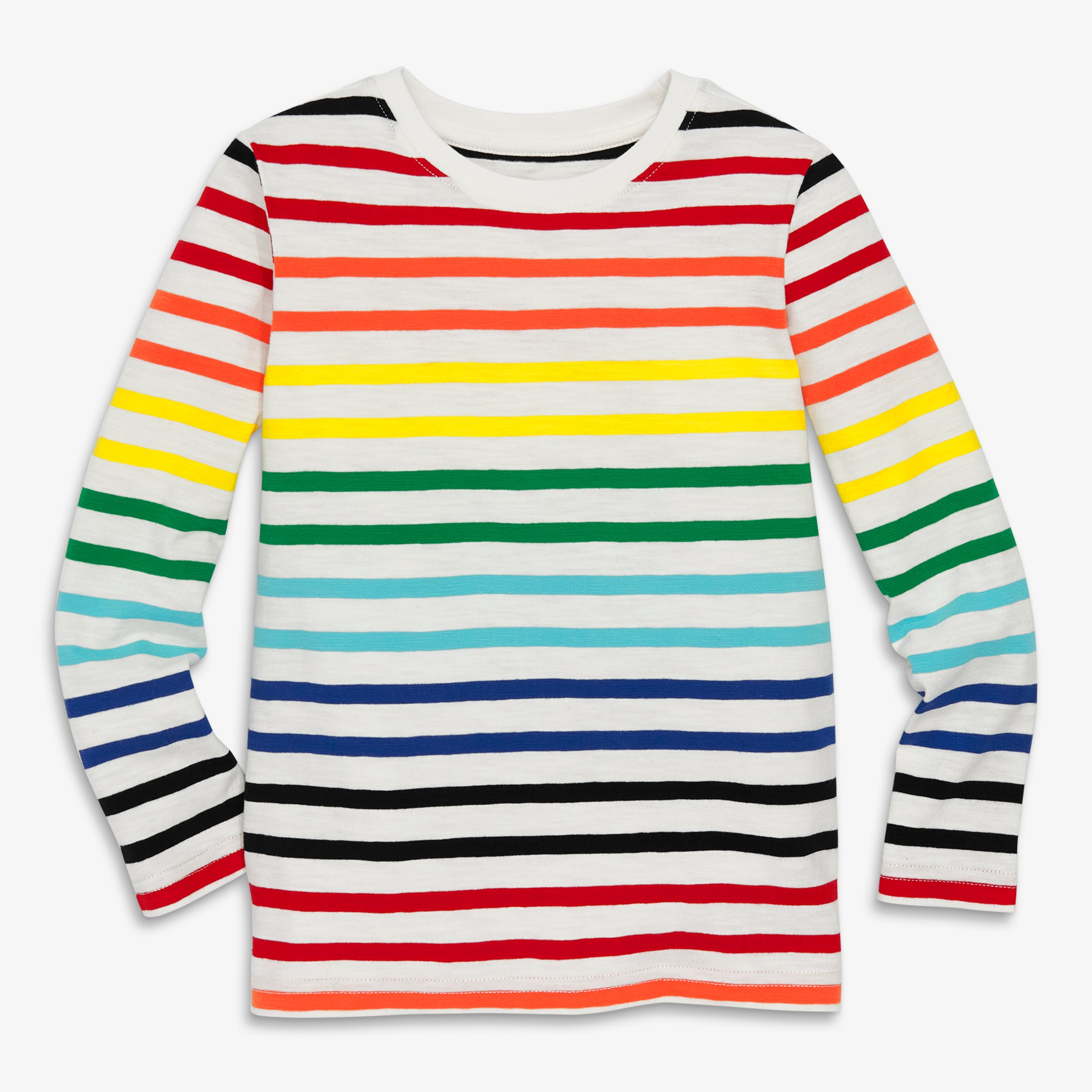 Boys Rainbow Striped Shirt Cotton Long Sleeve T-Shirts, Rainbow