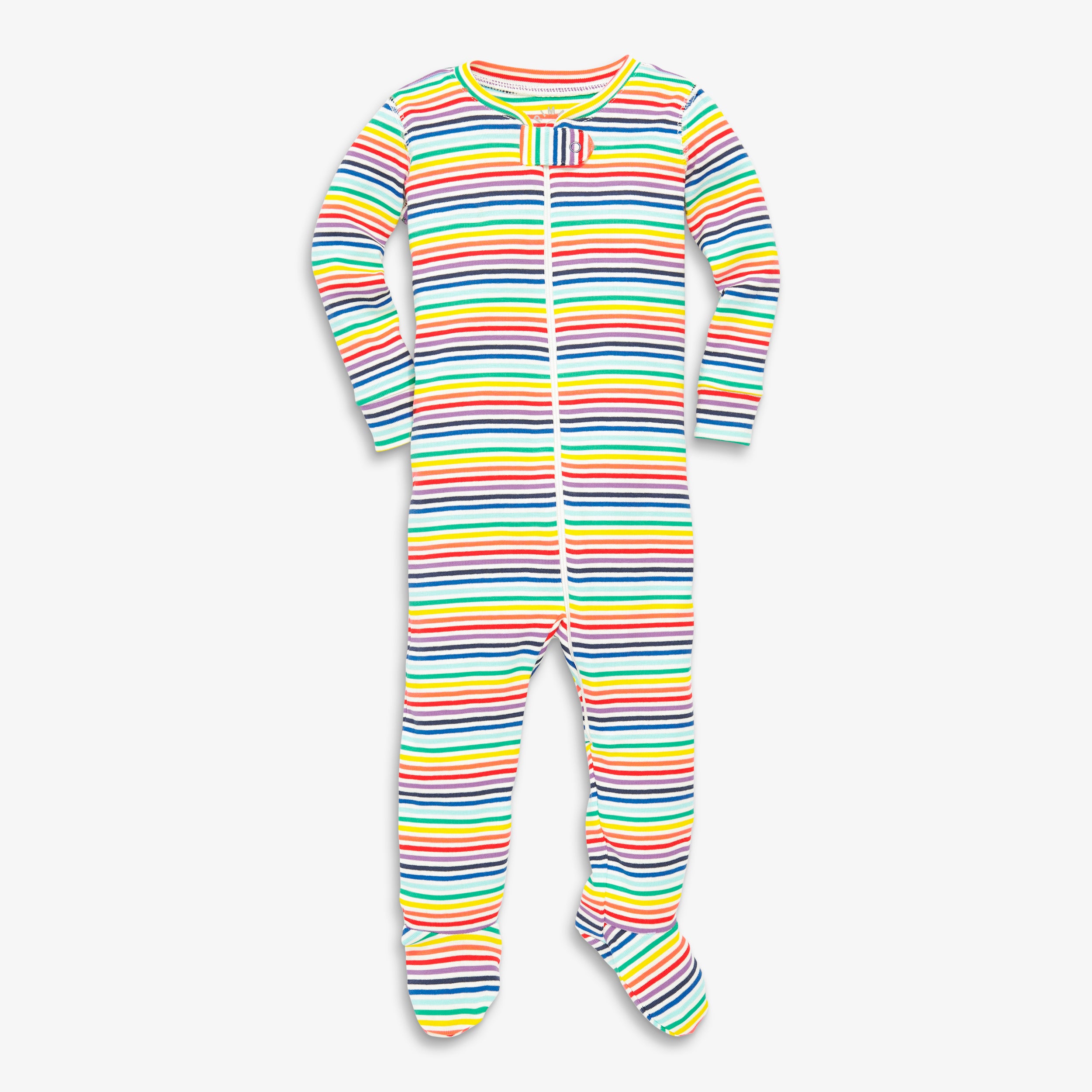 Baby organic pant in mini rainbow stripe