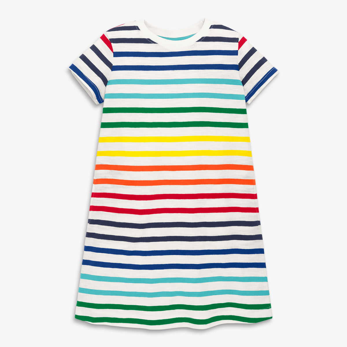 T-shirt dress in rainbow stripe | Primary.com