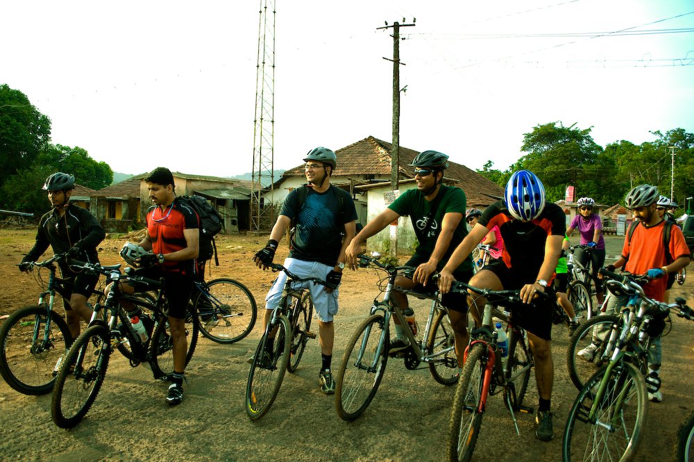 Biju Kunnappada with Riders at Agumbe, Western Ghats on Cycling and More group ride