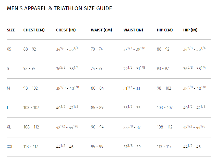 2XU-Triathlon-Wear-Perform-Full-Zip-Sleeved-Trisuit-Size-Guide