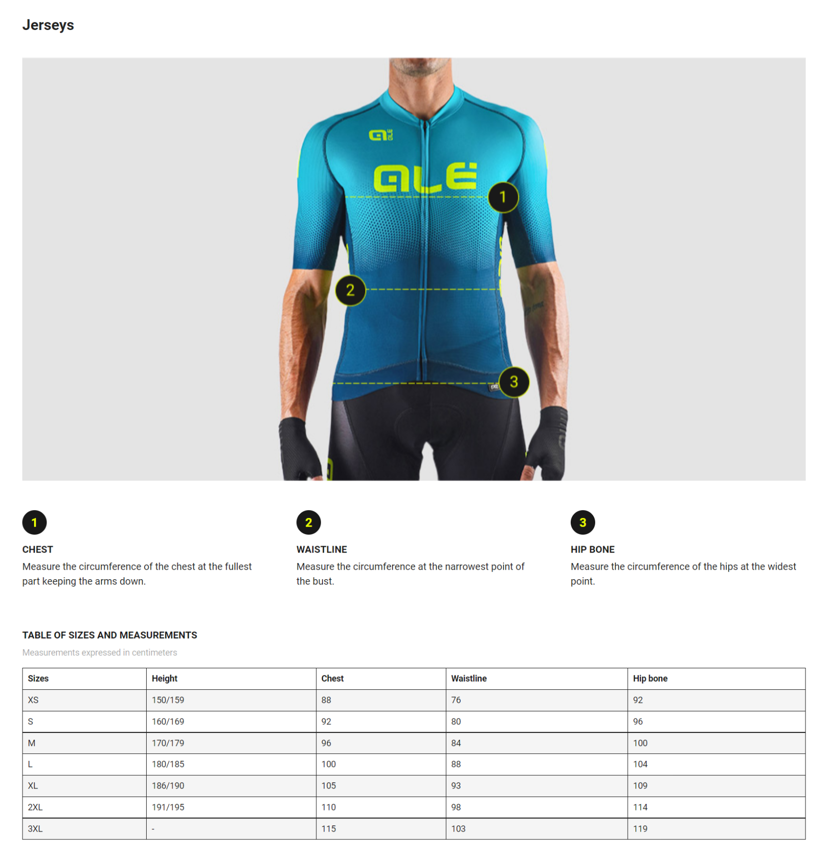 Ale-Cycling-Jerseys-Size-Guide