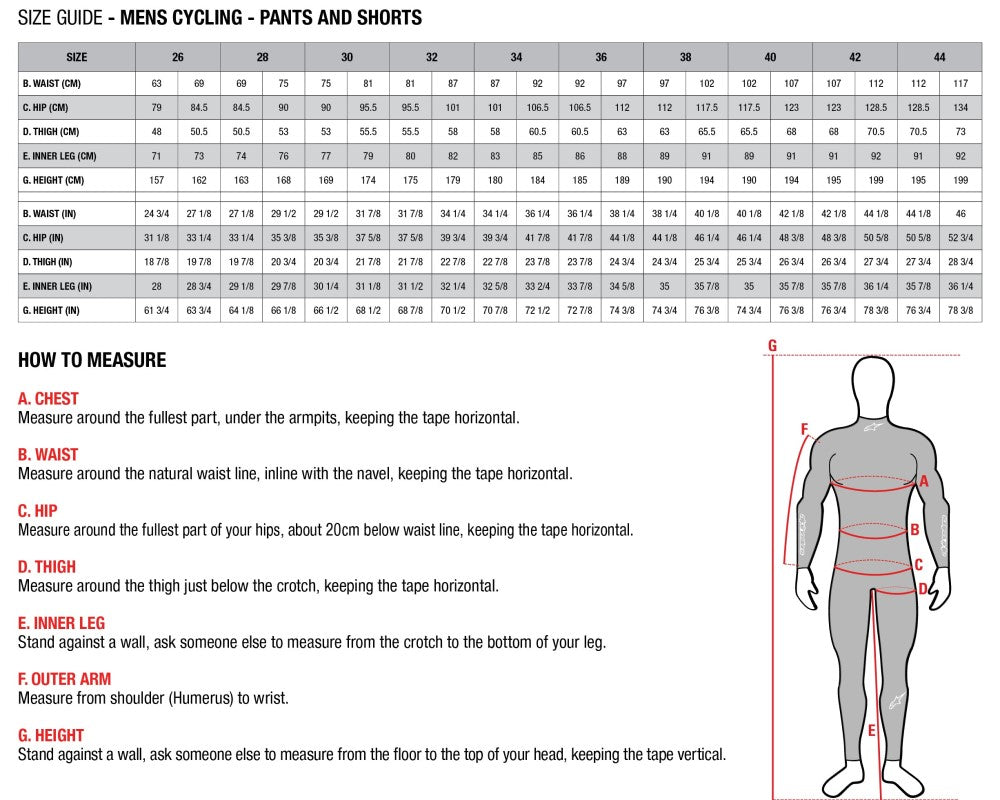 Alpinestars-Shorts-Size-Guide