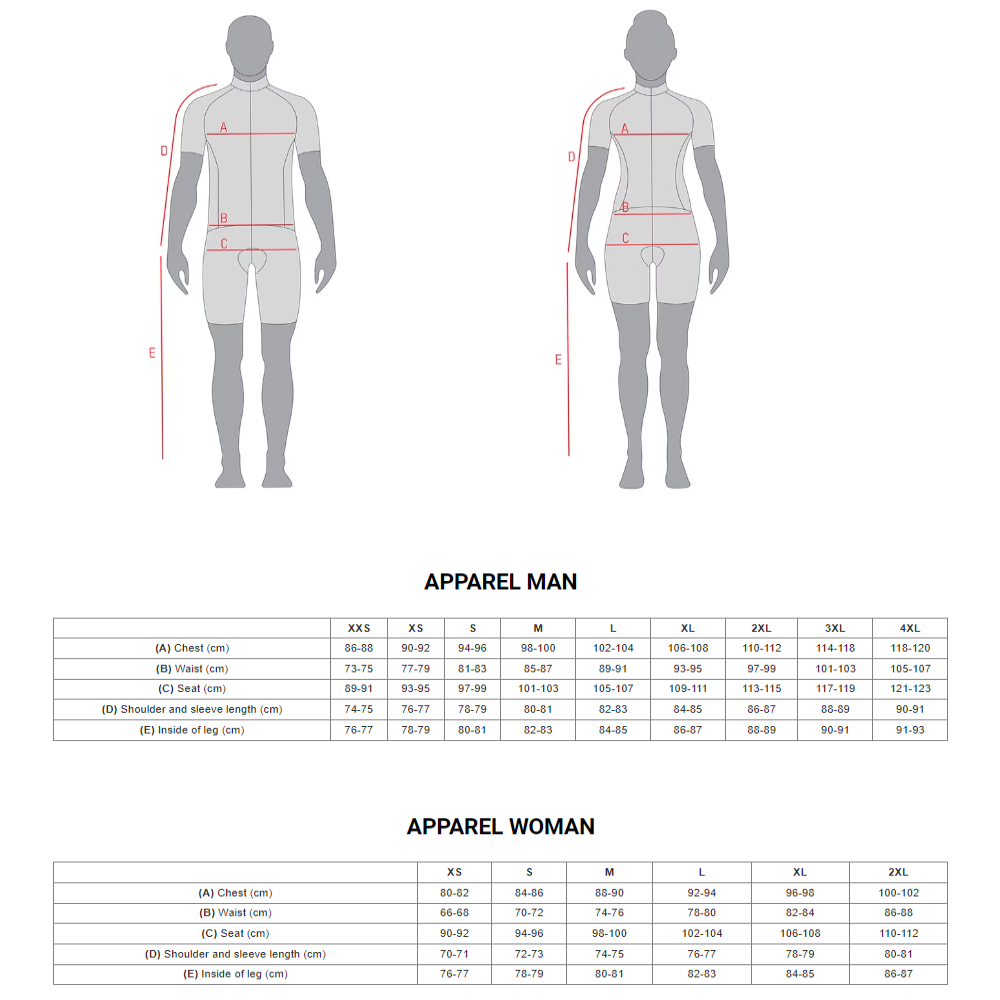 Northwave-Apparel-Size-Guide