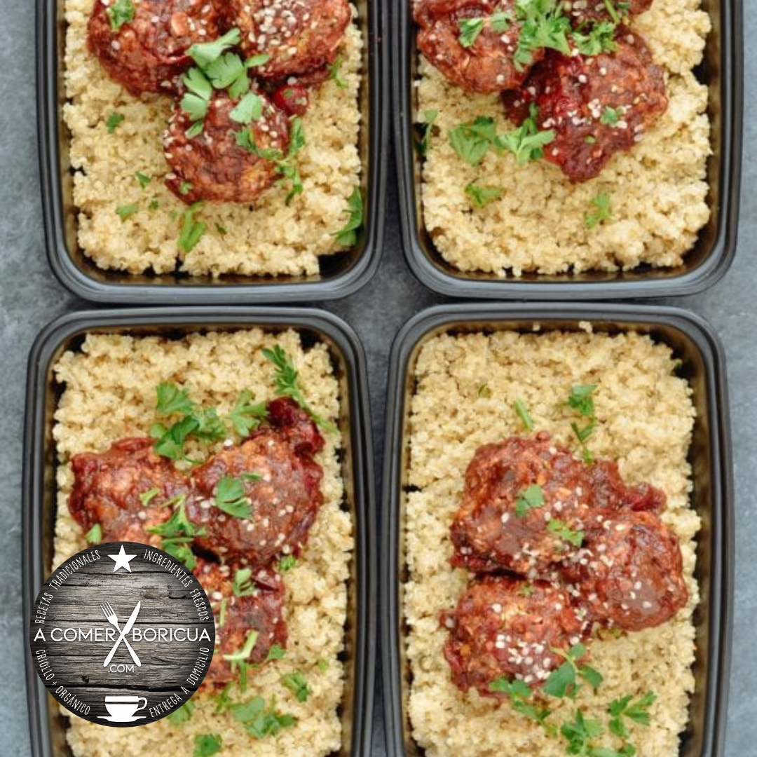 VEGAN MEATBALLS W/ARROZ CON CILANTRO – 