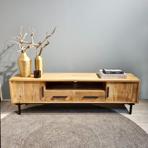Praten controleren Bergbeklimmer TV-meubel Mango hout | Industrieel Design | 180x40x50cm —  Industrieelinhuis.nl