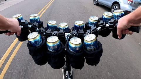 12 bike cup holders on a cruiser bike handlebar
