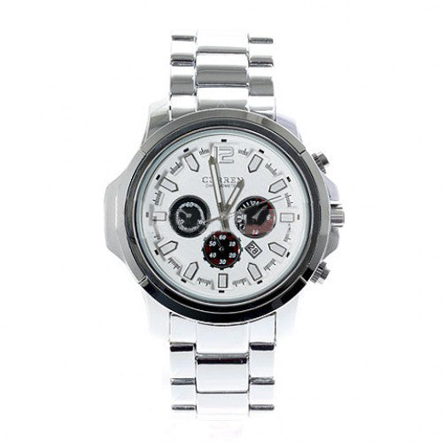 Curren Men's Stainless Steel Waterproof Chronograph (White 4.5cm Dial ...