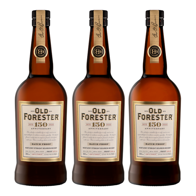 Old Forester 150th Anniversary Straight Bourbon Batch 1 ,2, 3. 750ml