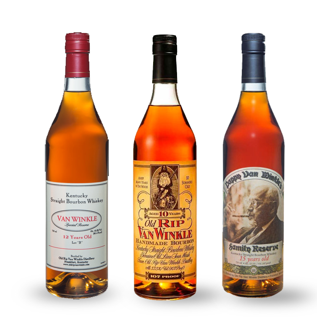 Pappy Van Winkle Prime Bundle Old Rip Van Winkle 10 Year, Van Winkle Special Reserve 12 Year and Pappy Van Winkle Family Reserve 15 Year