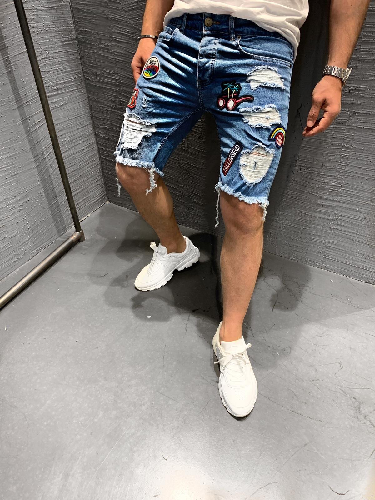 Mensrippedjeans Blue Ripped Jeans Short Kb237 Mensrippedjeans