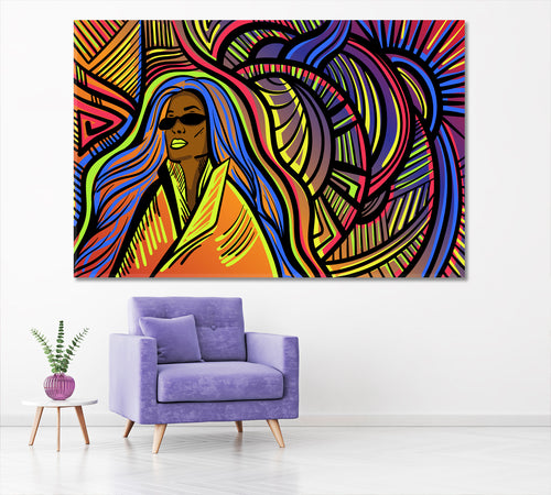 DOODLES Colorful Psychedelic Lines With Abstract Woman