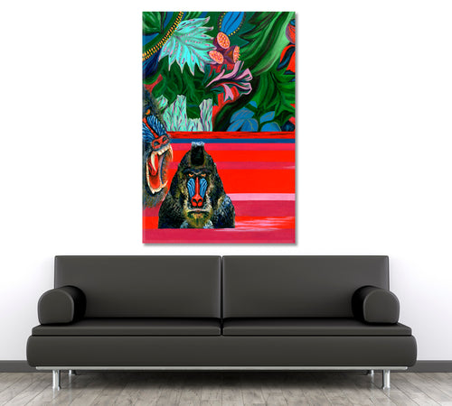 Vivid Tropical Forest And Monkey