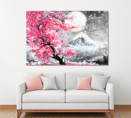 Landscape With Sakura And Mountain