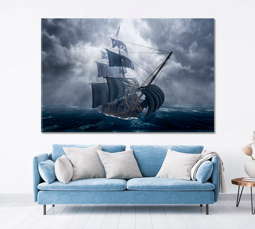 Pirate Ship on Stormy Sea