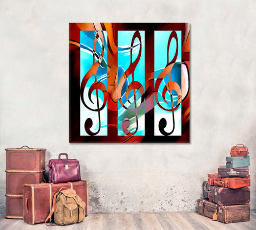 Treble Clef Music Notes Abstract Modern Design