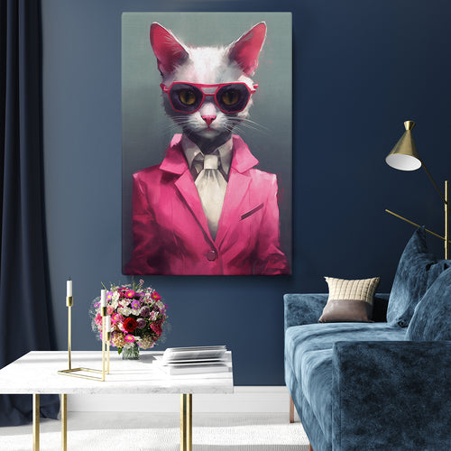 Chic Cat in Pink Suit